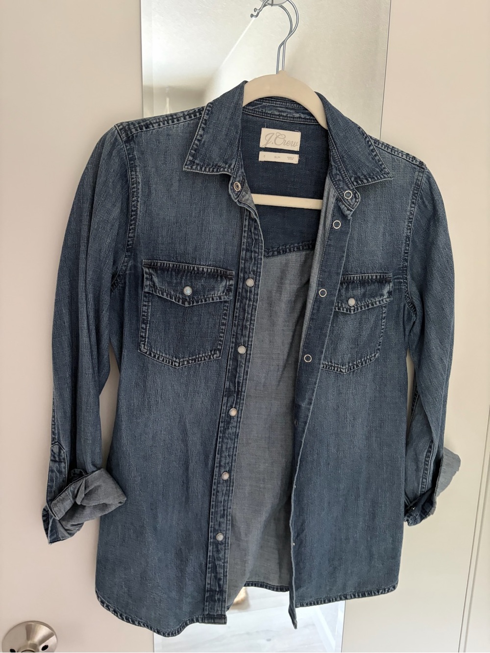 J. Crew Slim Denim Shirt Jacket - Medium Blue